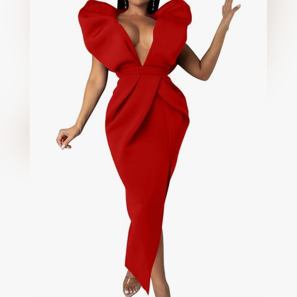 Red Asymmetrical Bodycon Cocktail Dress